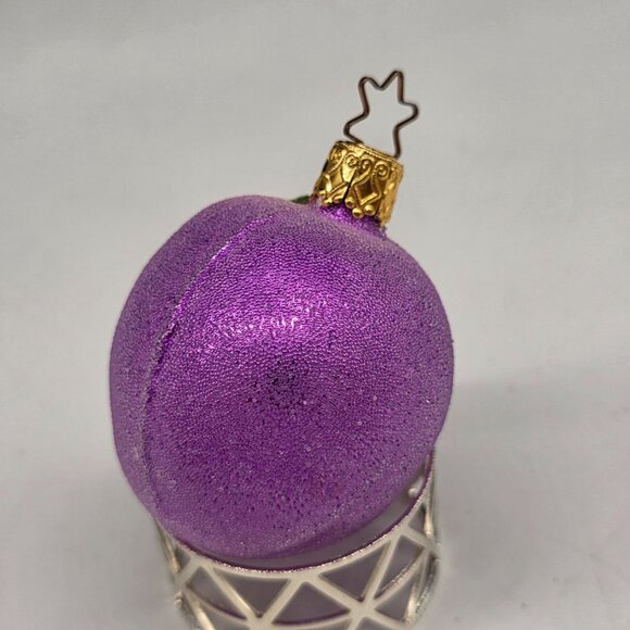 Inge Glas Sugar Coated Plum German Glass Christmas Ornament Purple 2" - Picture 2 of 6